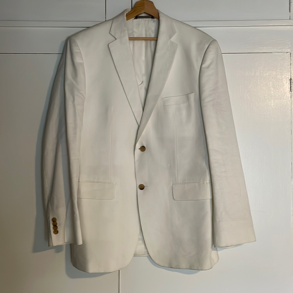 John W. Nordstrom Soecial Selection Blazer Suit Jacket White 2 Button Size 44L